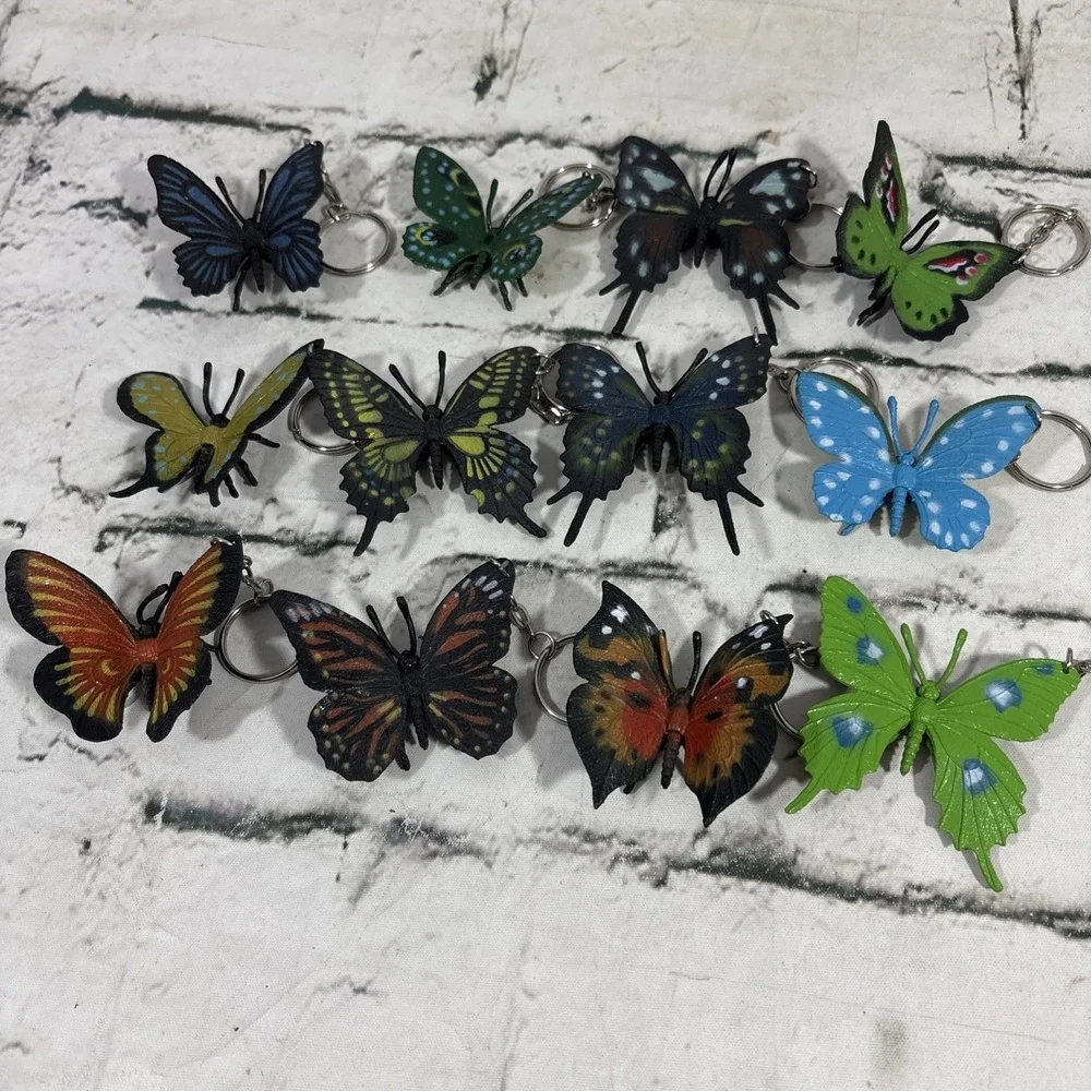 Butterfly Keychains Lot Of 12 Lightweight Figural Stuffers Favors
